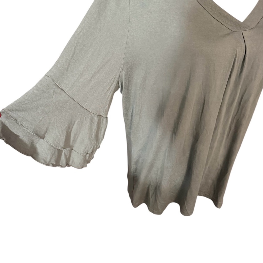BloomChic Sage Green V-Neck Ruffle Sleeve Top - Picture 3 of 7